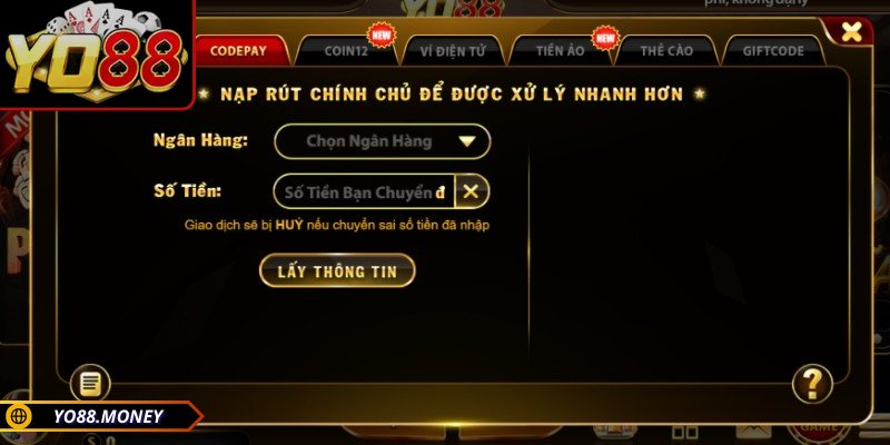 Nạp Rút Tiền YO88 1 Các điều kiện để tiến hành nạp rút tiền YO88